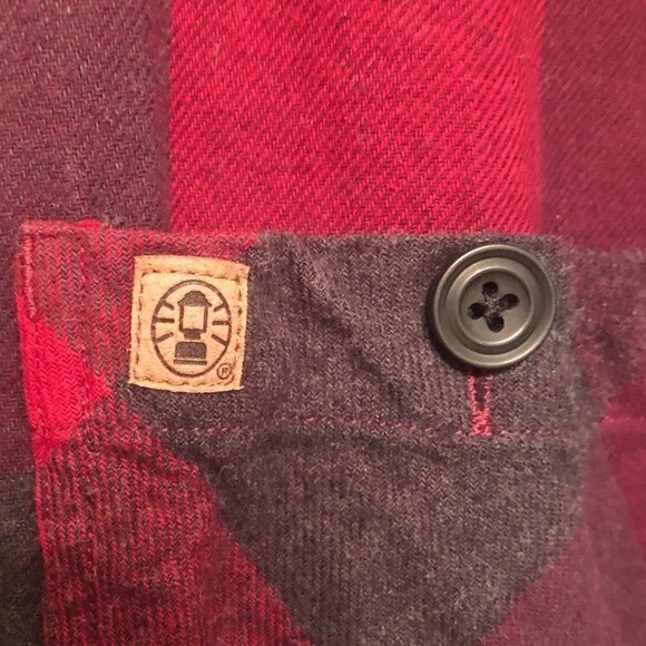 Coleman Size XL Red Black Buffalo Plaid Flannel Long Sleeve Button Up Shirt - Picture 2 of 8